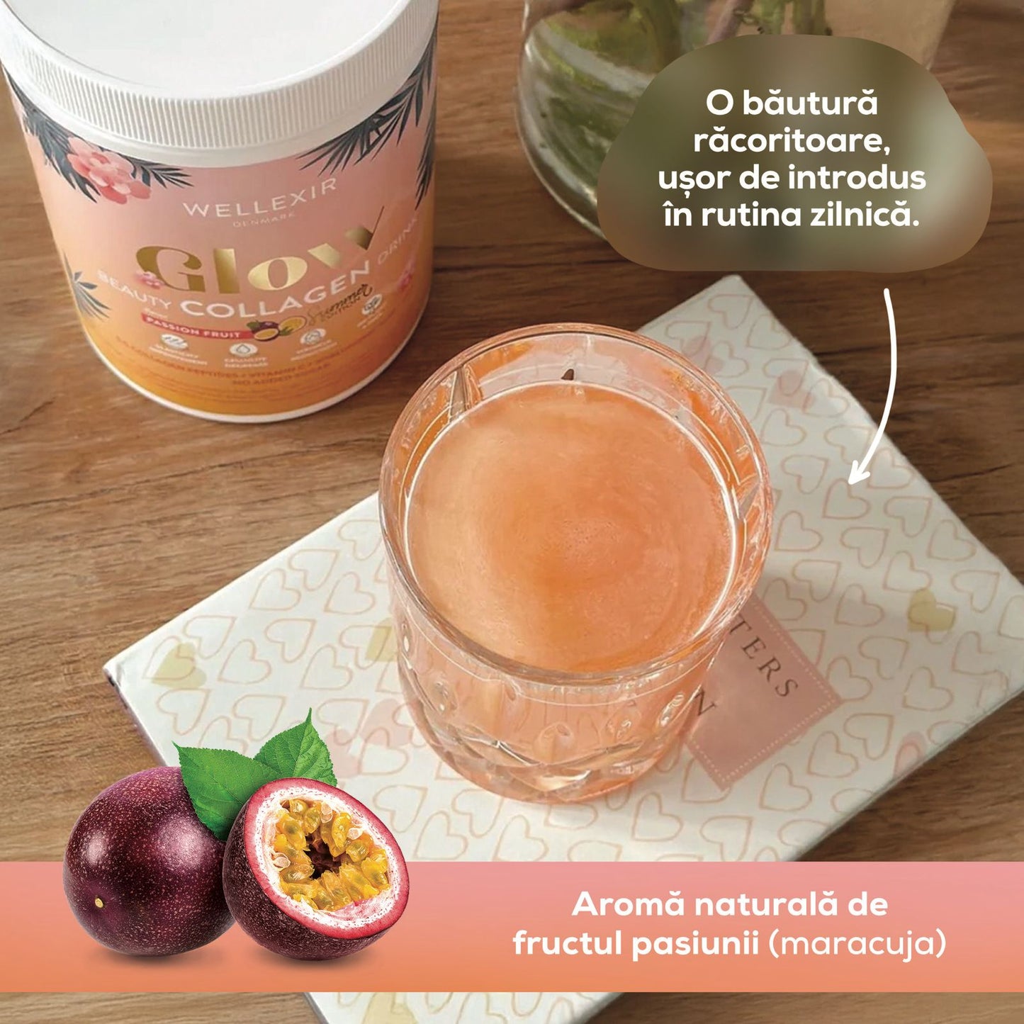 Hydrolyzed Collagen with essential vitamins and hyaluronic acid - Passion Fruit - 360g, 60 servings