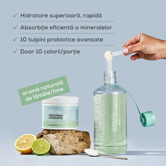 Săruri de rehidratare cu electroliți, vitamine si probiotice - lămâie și lime - 300g, 60 porții