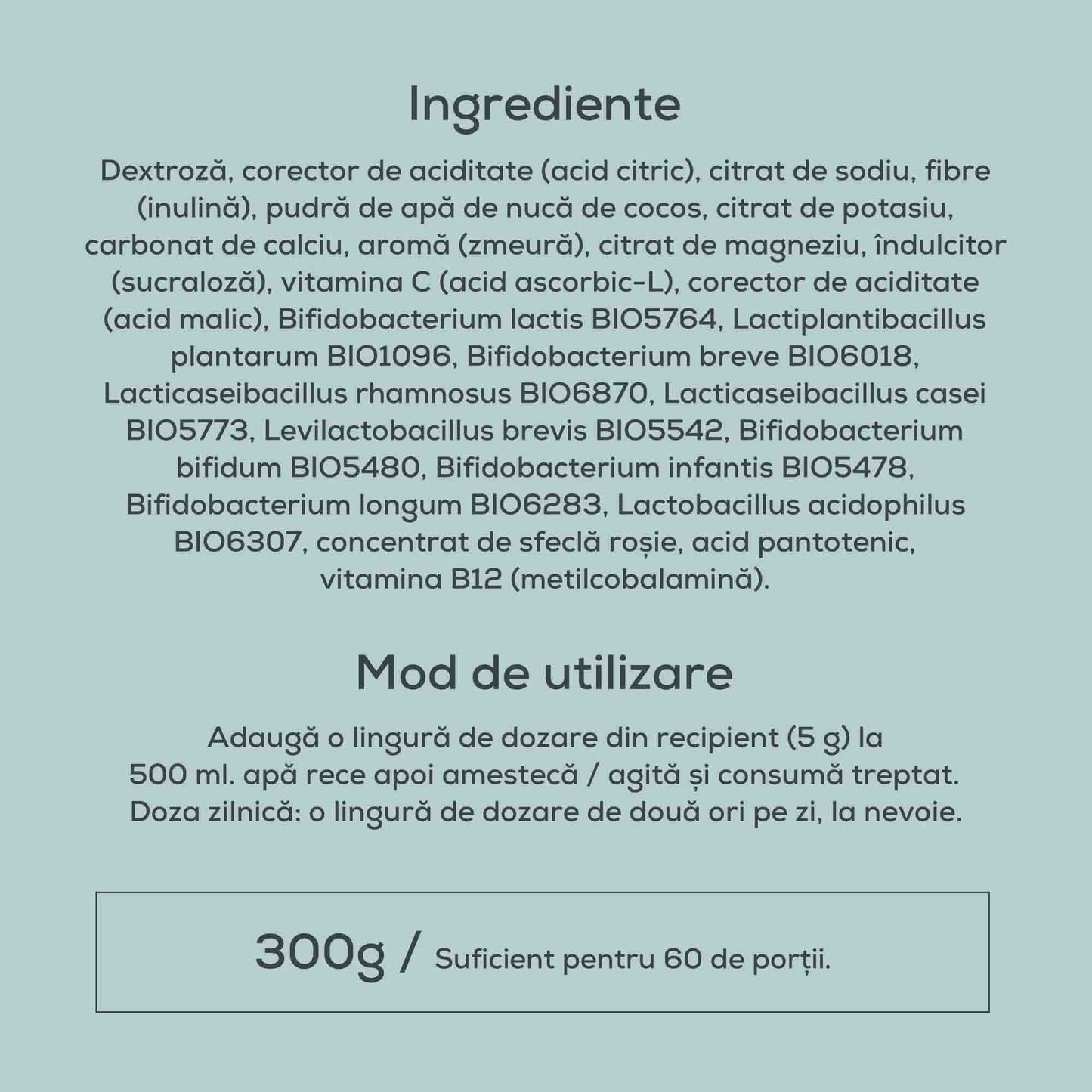 Săruri de rehidratare cu electroliți, vitamine si probiotice - ananas și lămâie - 300g, 60 porții