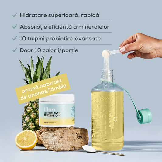 Săruri de rehidratare cu electroliți, vitamine si probiotice - ananas și lămâie - 300g, 60 porții