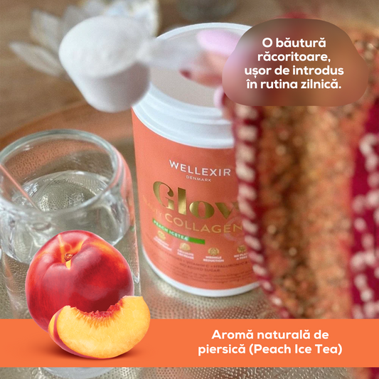 Colagen Hidrolizat cu vitamine esențiale și acid hialuronic - Peach Ice Tea - 360g, 60 porții