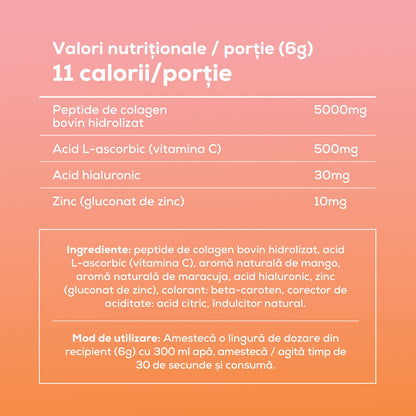 Hydrolyzed Collagen with essential vitamins and hyaluronic acid - Passion Fruit - 360g, 60 servings