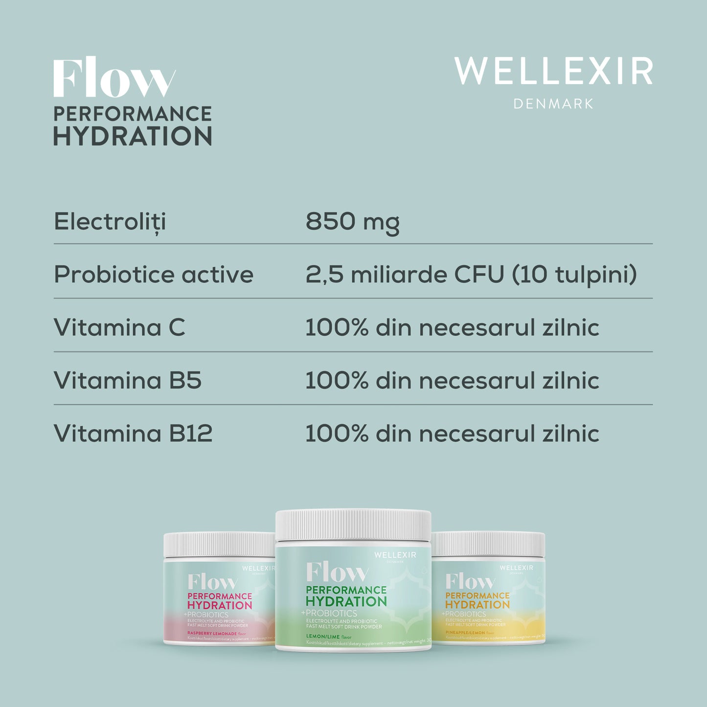 Rehydration salts with electrolytes, vitamins and probiotics - lemon and lime - 300g, 60 servings