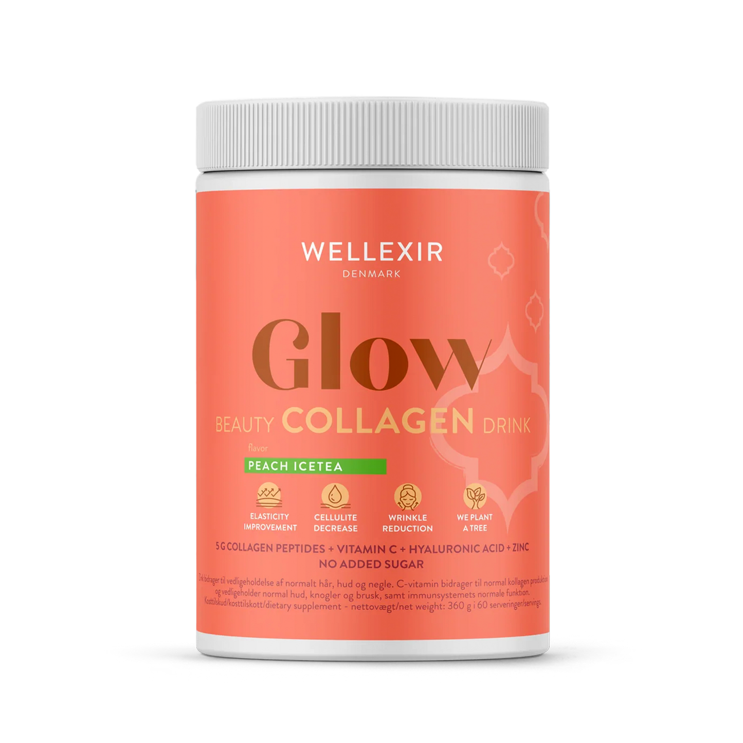 Hydrolyzed Collagen with essential vitamins and hyaluronic acid - Peach Ice Tea - 360g, 60 servings