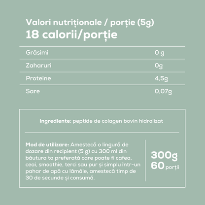 Hydrolyzed Collagen - Glow Pure Collagen - no added flavors - 300g, 60 servings
