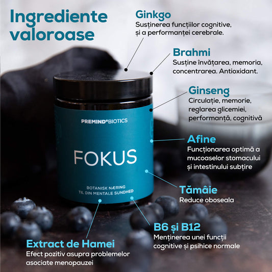 Prebiotice FOKUS – Suport pentru concentrare, cu vitamine B6 & B12