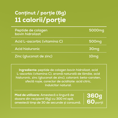 Hydrolyzed Collagen with essential vitamins and hyaluronic acid - Lemonade - 360g, 60 servings