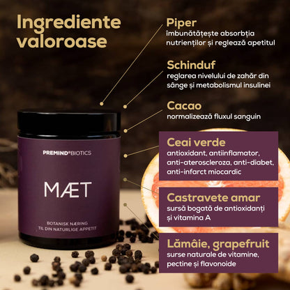 Prebiotice MÆT – Supliment alimentar pentru controlul al apetitului și suport pentru pierderea în greutate